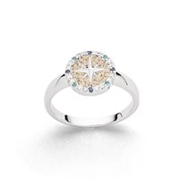 Ring "Kompassrose 2.0" Zirkonia und Strandsand