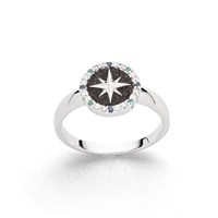 Ring "Kompassrose 2.0" Zirkonia und Lavasand